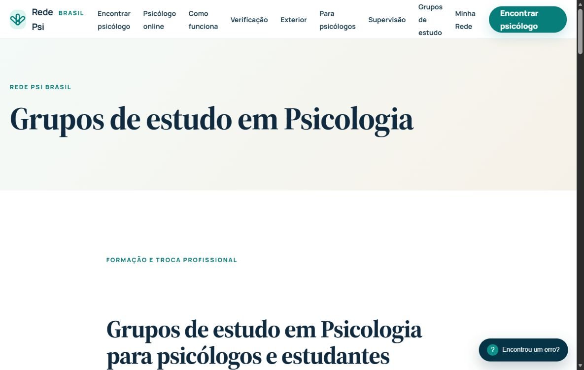 Área de grupos de estudo em Psicologia da Rede Psi Brasil